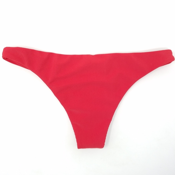 Skin By Same Ribbed Red Brief Bikini Bottom, L - Picture 4 of 10
